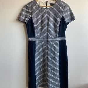 J. Crew Tweed Navy Blue + Gray A-Line Dress (Size 12)